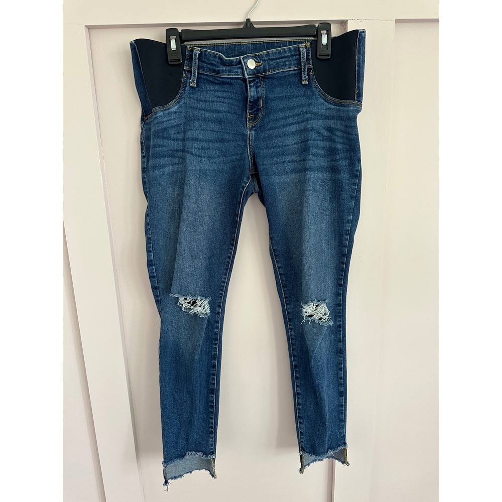 Isabel Maternity Ingrid & Isabel Distressed Skinny Jeans Blue‎ Size 8 Raw Hem